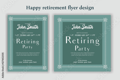 Retirement Flyer Design Template. Retirement Party Invitation Layout, square banner, and a4 poster, Retirement flyer template. Happy retirement party flyer design.