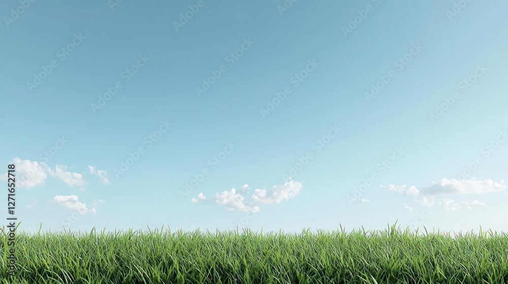 Bright Blue Sky Over Lush Green Grass Field Bright Blue Sky Over Lush Green Grass Field