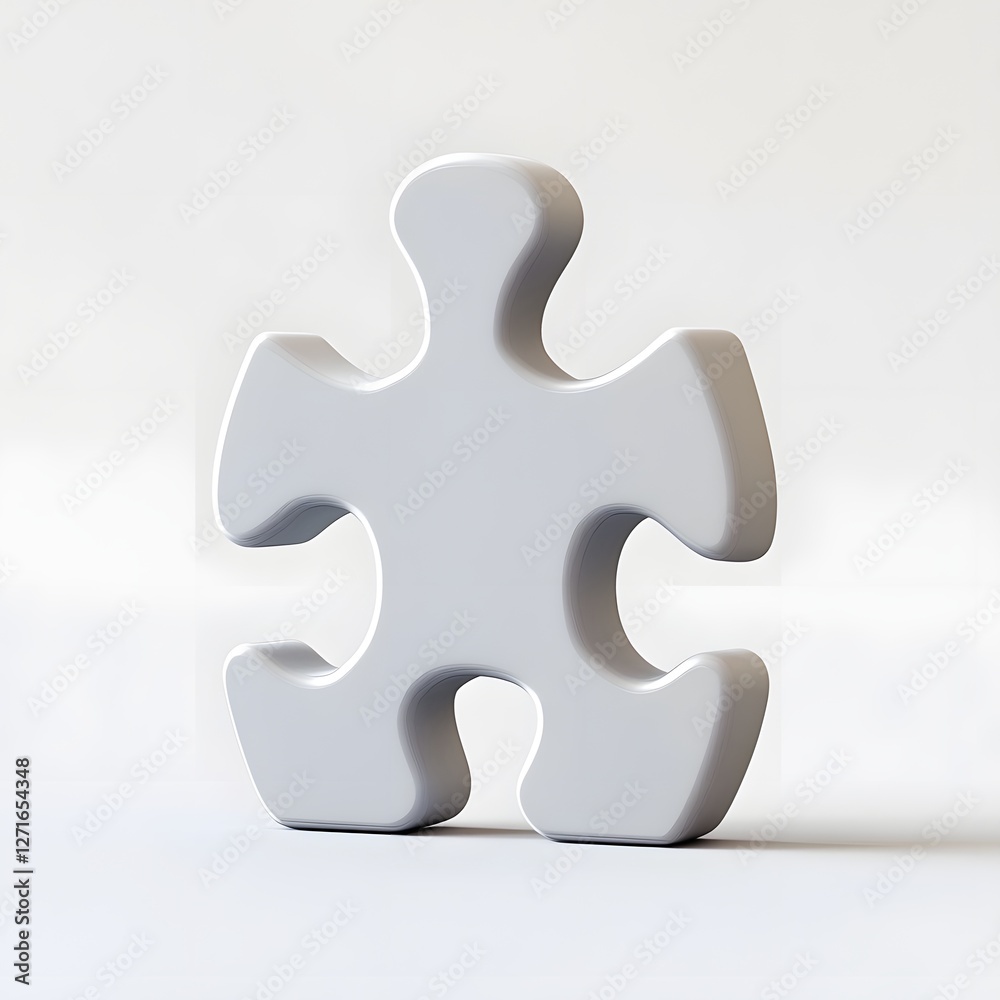 Perfectly Smooth and Refined Puzzle Piece Centered Against Flawless White Background Perfectly Smooth and Refined Puzzle Piece Centered Against Flawless White Background