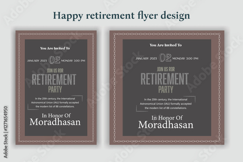 Retirement Flyer Design Template. Retirement Party Invitation Layout, square banner, and a4 poster, Retirement flyer template. Happy retirement party flyer design.