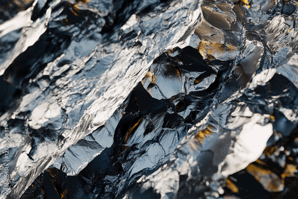 Close-up view of a Lithium texture concept featuring raw metallic lithium ore with rugged, reflective surfaces. Close-up view of a Lithium texture concept featuring raw metallic lithium ore with rugged, reflective surfaces.