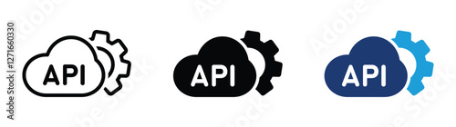 Cloud API icons. Application Programming Interface vector designs