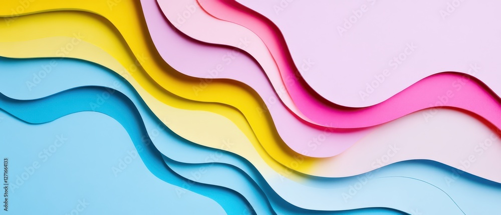 Dynamic Colorful Layered Paper-Cut Effect with Soft Shadows for Depth and Modern Artistic Touch in Eye-Catching Advertisements Dynamic Colorful Layered Paper-Cut Effect with Soft Shadows for Depth and Modern Artistic Touch in Eye-Catching Advertisements