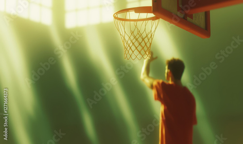 Dynamic Basketball Training: Capturing the Passion and Movement of Youth Athletes in Action with Beautiful Light and Motion in a Sports Hall Environment photo