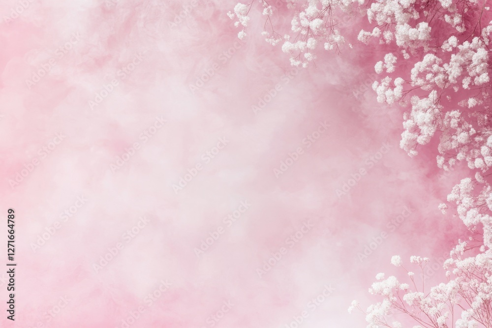 Delicate white flowers cascade against a soft pink backdrop, evoking a sense of gentle beauty Delicate white flowers cascade against a soft pink backdrop, evoking a sense of gentle beauty