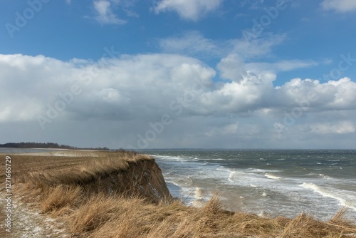 Obraz na płótnie soft cliff coast over winter storm. w salonie