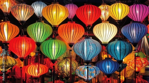 Vibrant Night Market Lanterns: A Kaleidoscope of Colors in Hoi An photo