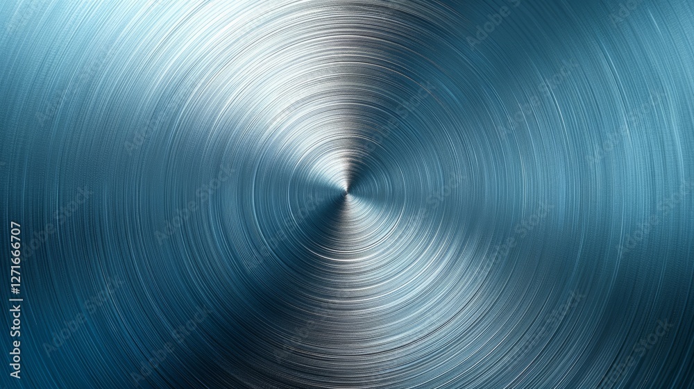 Naklejka premium Abstract close-up of a swirling metallic texture with a blue gradient, suggesting motion and depth
