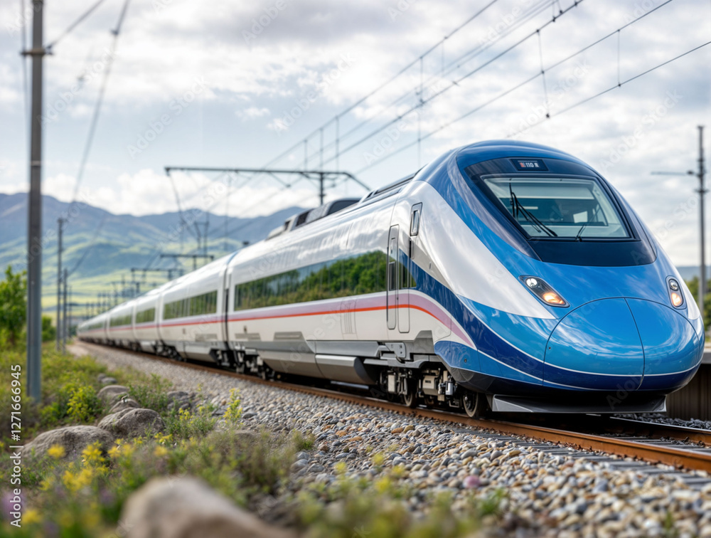 Fototapeta premium High-speed train powered by clean energy