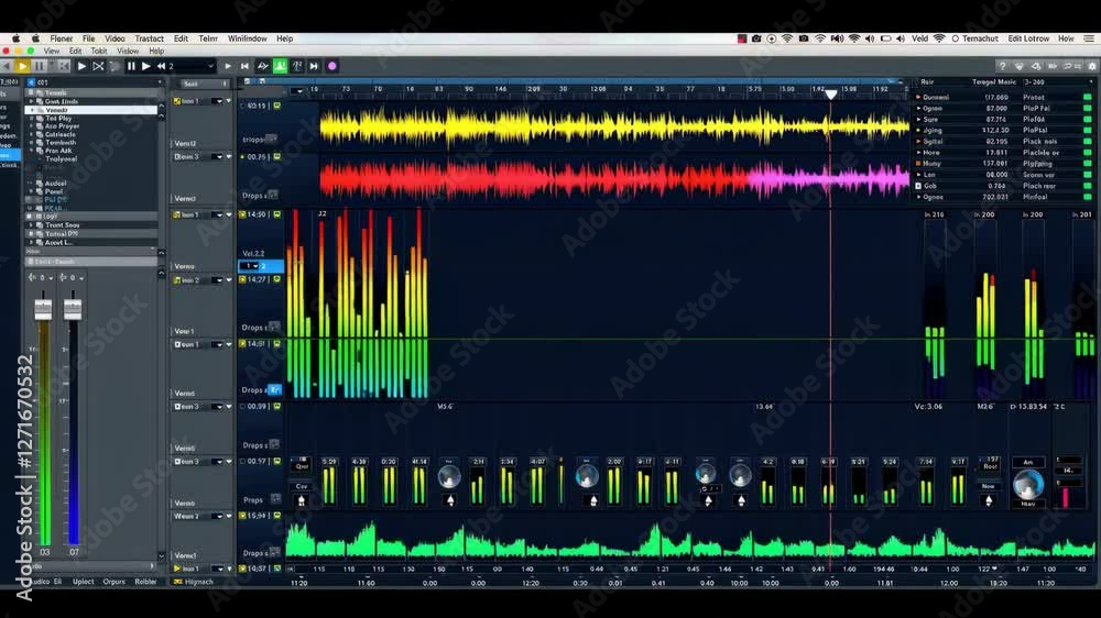 Multitrack music software mixer with automatically changing volumes