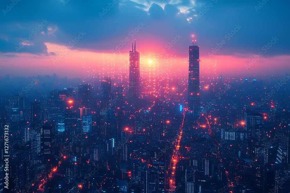 Fototapeta premium Smart city and digital transformation