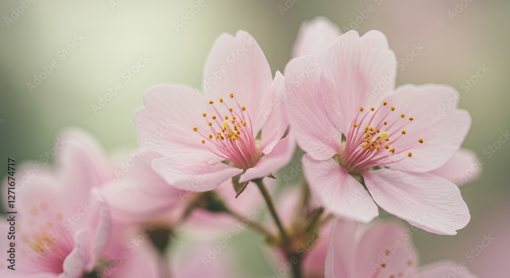 Close Up of Pink Cherry Blossoms Blooming in Springtime