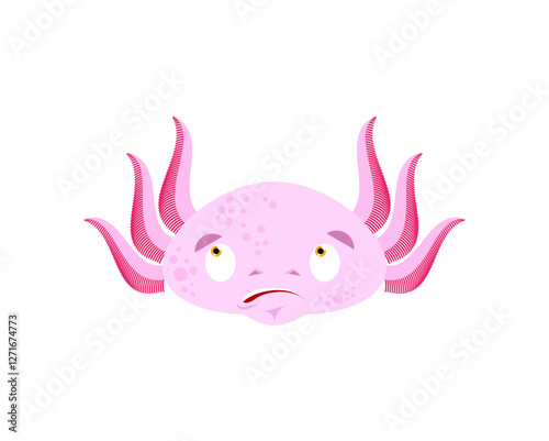 Axolotl confused emoji oops face avatar. salamander perplexed emotions surprise.