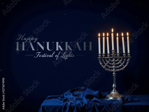 Happy Hanukkah with Menorah and Candles