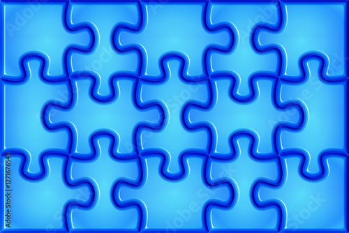 Blue jigsaw puzzle illustration for background.	