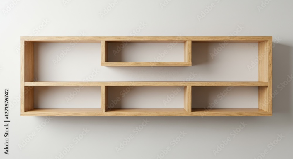 Modern Wooden Wall Shelf Unit - Stylish and functional modern wall shelf unit, perfect for displaying books, decor, or media. Simple design, light oak finish Modern Wooden Wall Shelf Unit - Stylish and functional modern wall shelf unit, perfect for displaying books, decor, or media. Simple design, light oak finish