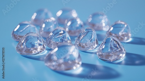 Wallpaper Mural Clear ice cubes on a light blue surface Torontodigital.ca