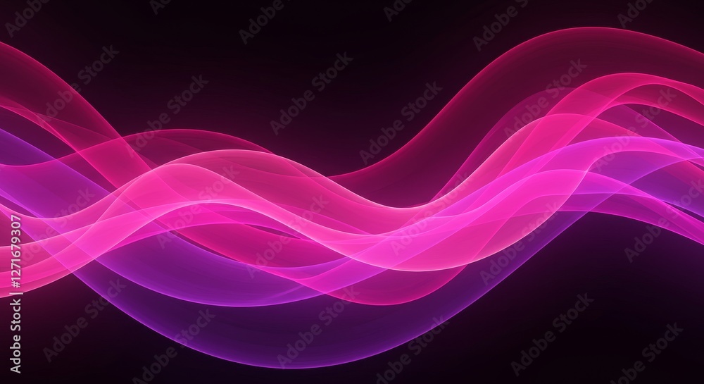 Pink and Purple Abstract Waves - Abstract of flowing pink and purple waves on a black background. Perfect for modern designs Pink and Purple Abstract Waves - Abstract of flowing pink and purple waves on a black background. Perfect for modern designs