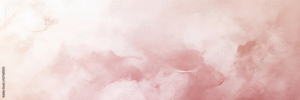 Obraz premium pink background with white clouds. The clouds are scattered and the sky is light pink. The background is soft and calming