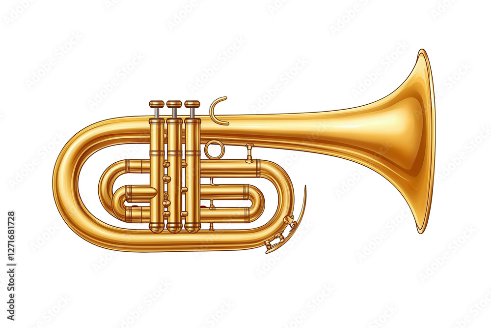 Fototapeta premium Brass instrument tuba studio setting png image music environment side view transparent background