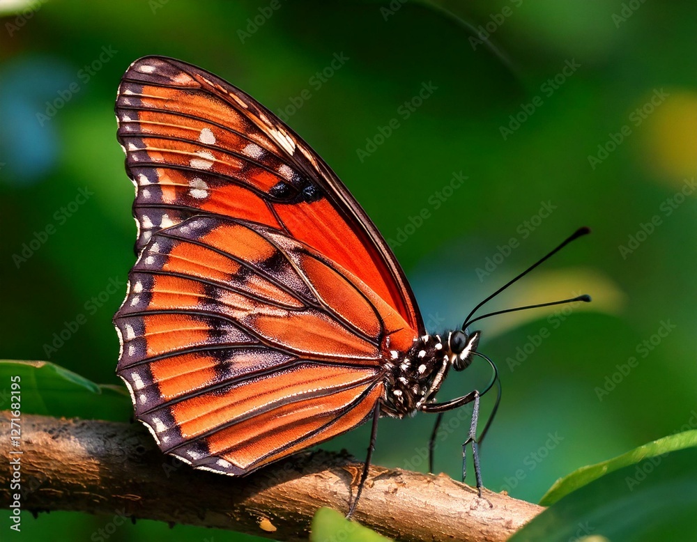 Fototapeta premium beautiful butterfly perched on a small tree branch