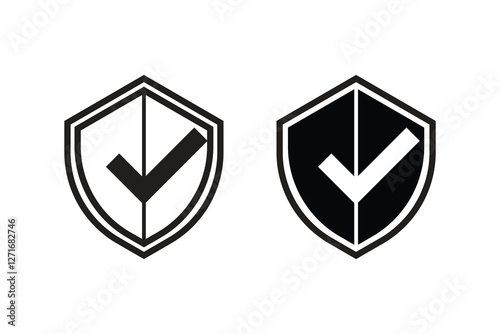 Free Download Shield with check mark vector icon set illustration isolated on white background. tick mark and Protection approved logo art work. - GFXLoad