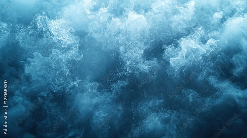 Fototapeta premium Beautiful Blue Smoke Clouds on a Dark Background for Creative Design