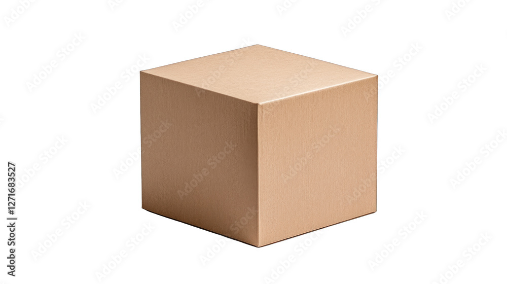 A brown cardboard box is sitting on a white background A brown cardboard box is sitting on a white background