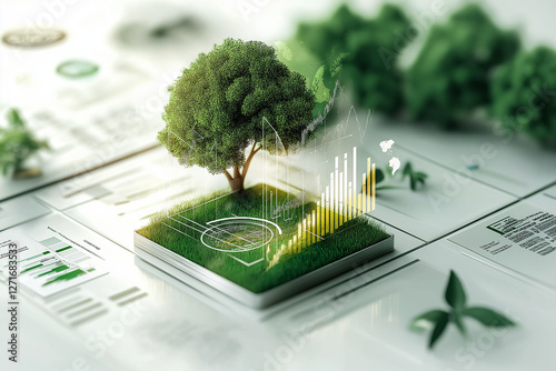 Carbon neutral offset impact. Corporate sustainability report on carbon neutrality in a visual format.