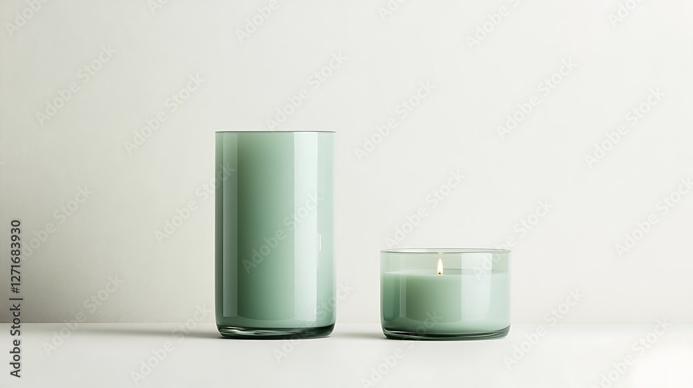 Sage Green Cylindrical Candles: A Minimalist Product Shot AI Generated Sage Green Cylindrical Candles: A Minimalist Product Shot AI Generated