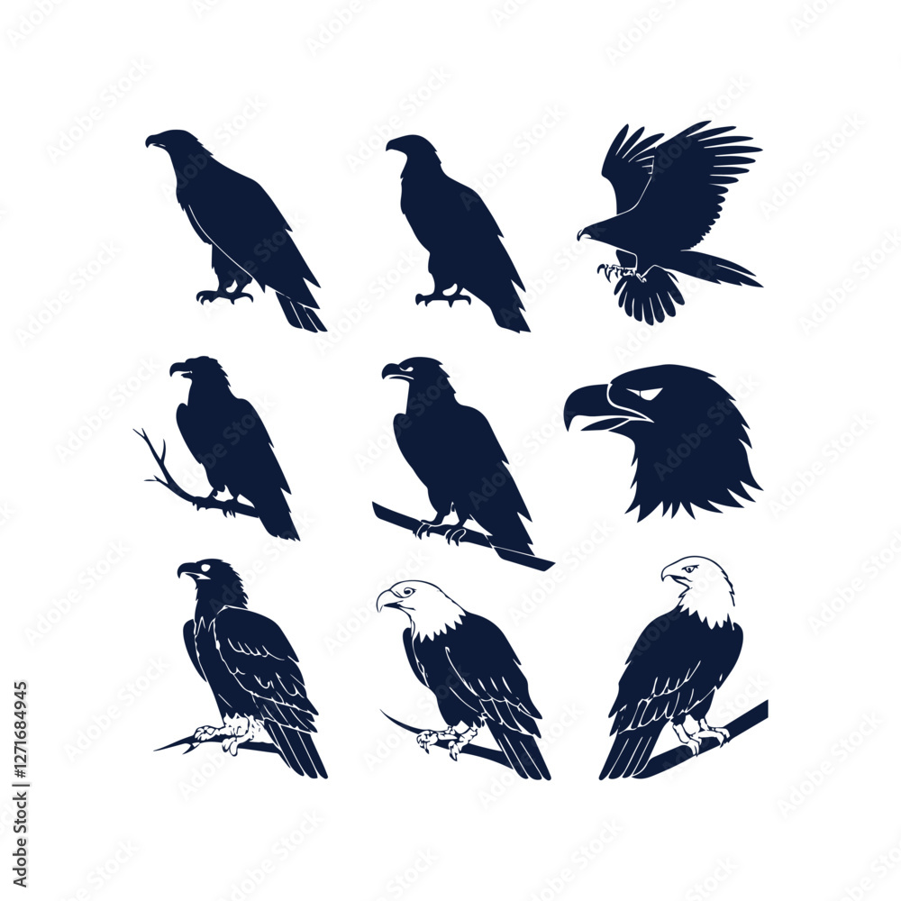 Obraz premium Eagle Silhouette Vector Collection