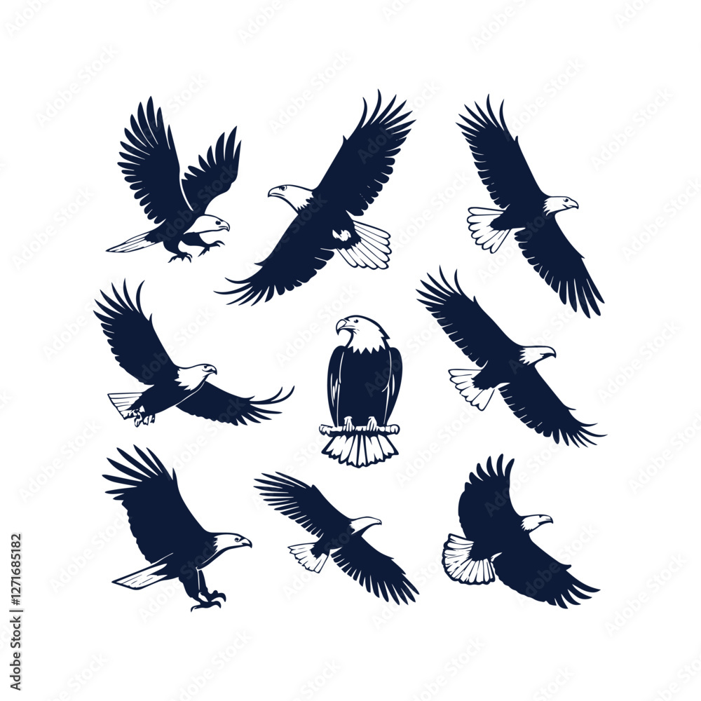 Obraz premium Eagle Silhouette Vector Collection