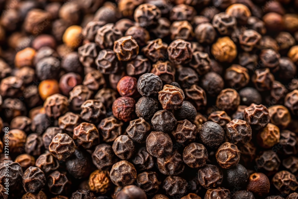 Close-Up of Dried Black Peppercorns: Texture and Rich Color - Drone Photography Stock Photo Close-Up of Dried Black Peppercorns: Texture and Rich Color - Drone Photography Stock Photo