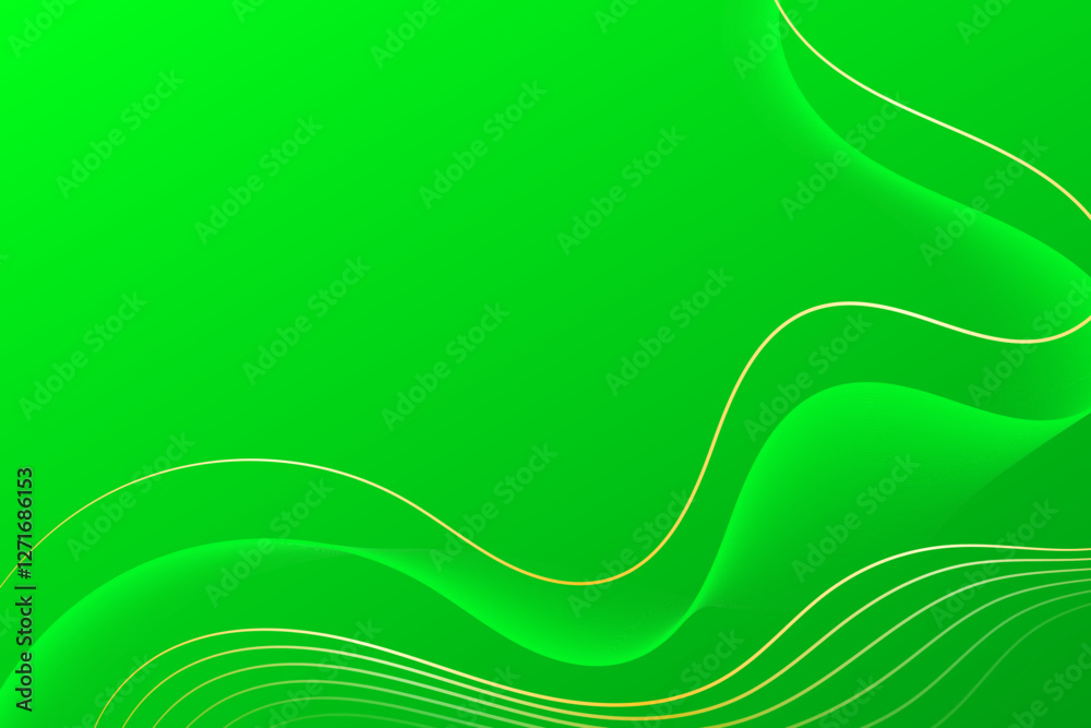 Abstract Modern Green Background With Gold Wave Lines. Futuristic Wallpaper. Vector Illustration. Technology Banner Abstract Modern Green Background With Gold Wave Lines. Futuristic Wallpaper. Vector Illustration. Technology Banner