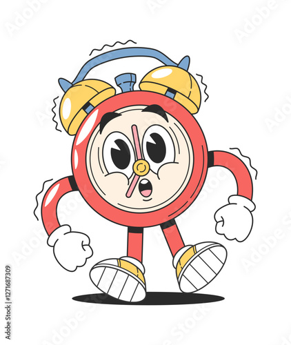 Ringing alarm clock groovy character