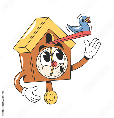 Cuckoo-clock character chirping comic character