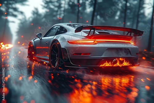 Speeding Sports Car 