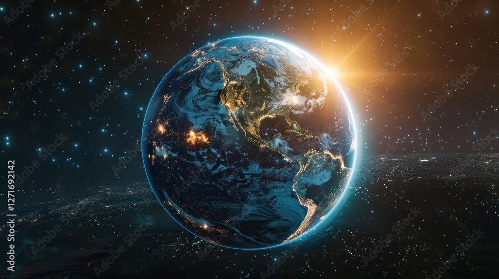 Fototapeta premium interactive software depicting a digital twin of Earth, being used to predict and adapt to climate related events