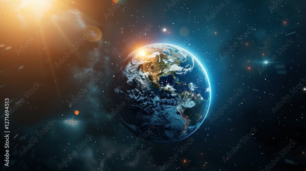 Fototapeta premium interactive software depicting a digital twin of Earth, being used to predict and adapt to climate related events