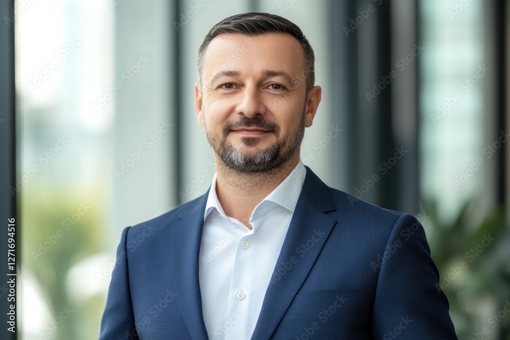 Portrait of a smiling middle-aged businessman in a suit. Portrait of a smiling middle-aged businessman in a suit.