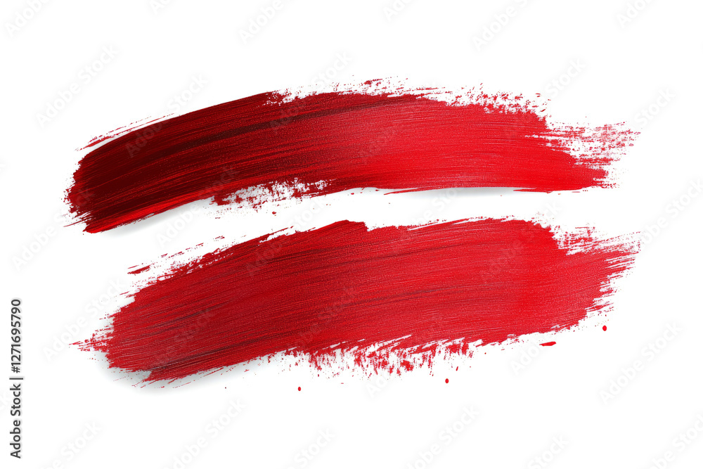 Red paint forming two dynamic stripes on a clean white background, perfect for adding a touch of color to any project Red paint forming two dynamic stripes on a clean white background, perfect for adding a touch of color to any project