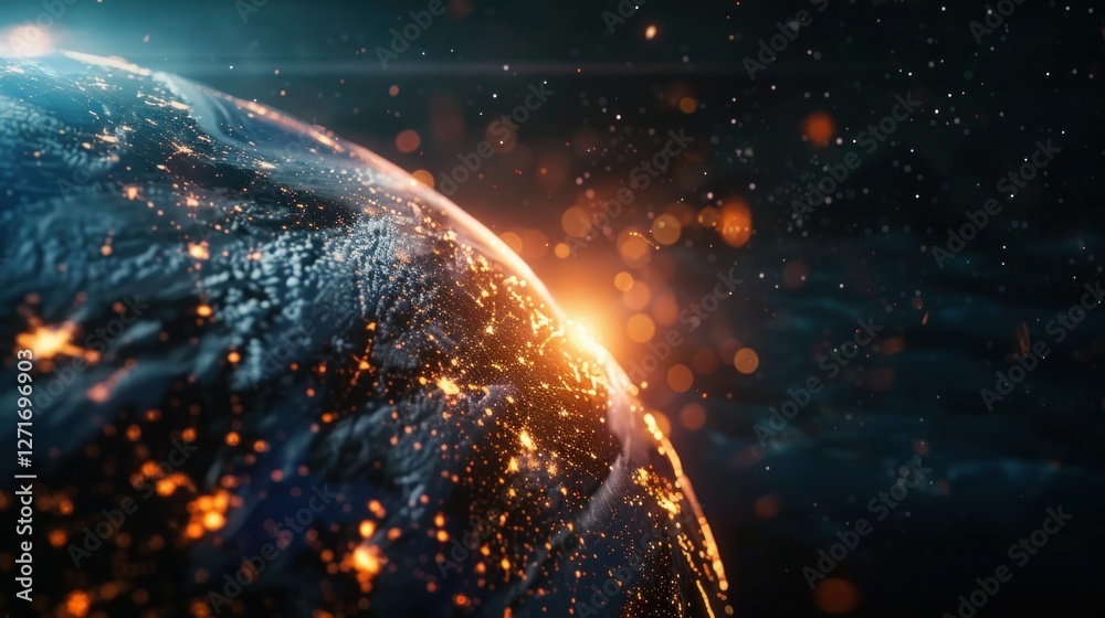 Obraz premium interactive software depicting a digital twin of Earth, being used to predict and adapt to climate related events