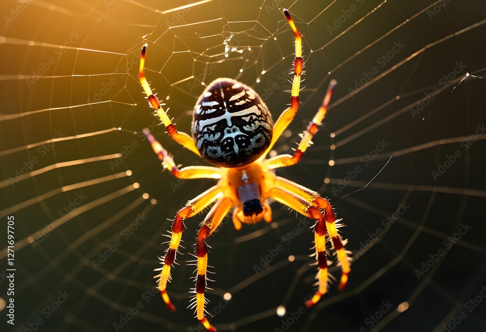 Golden Orb-Weaver Spider in Its Intricate Silk Lair Golden Orb-Weaver Spider in Its Intricate Silk Lair