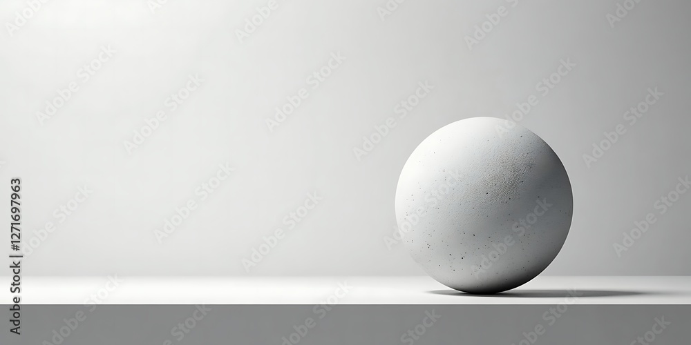 Pure minimalistic design featuring a singular grey textured sphere on a clean white background. Abstract background
Pure minimalistic design featuring a singular grey textured sphere on a clean white background. Abstract background