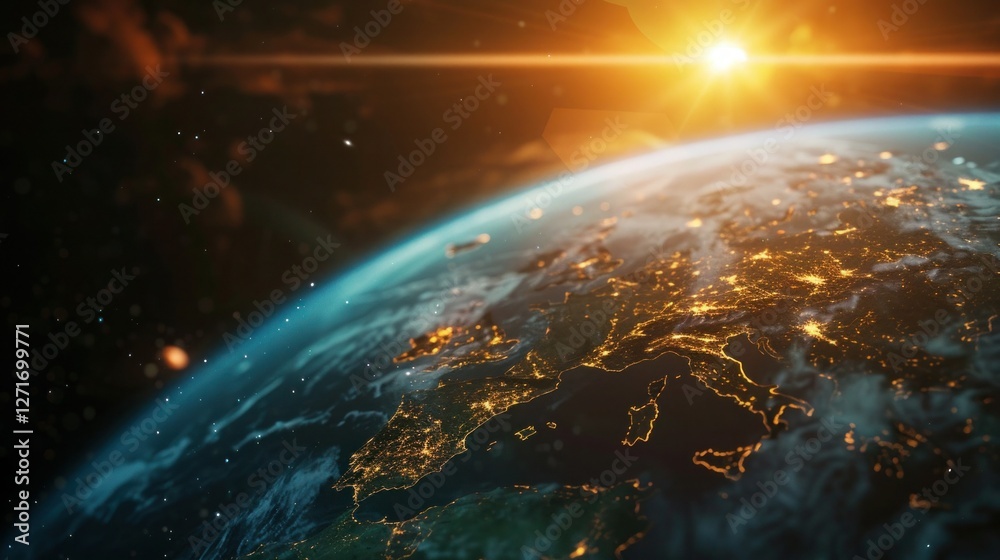 Fototapeta premium interactive software depicting a digital twin of Earth, being used to predict and adapt to climate related events