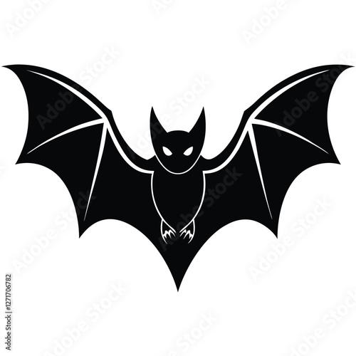 Silhouette of a menacing bat for Halloween designs.