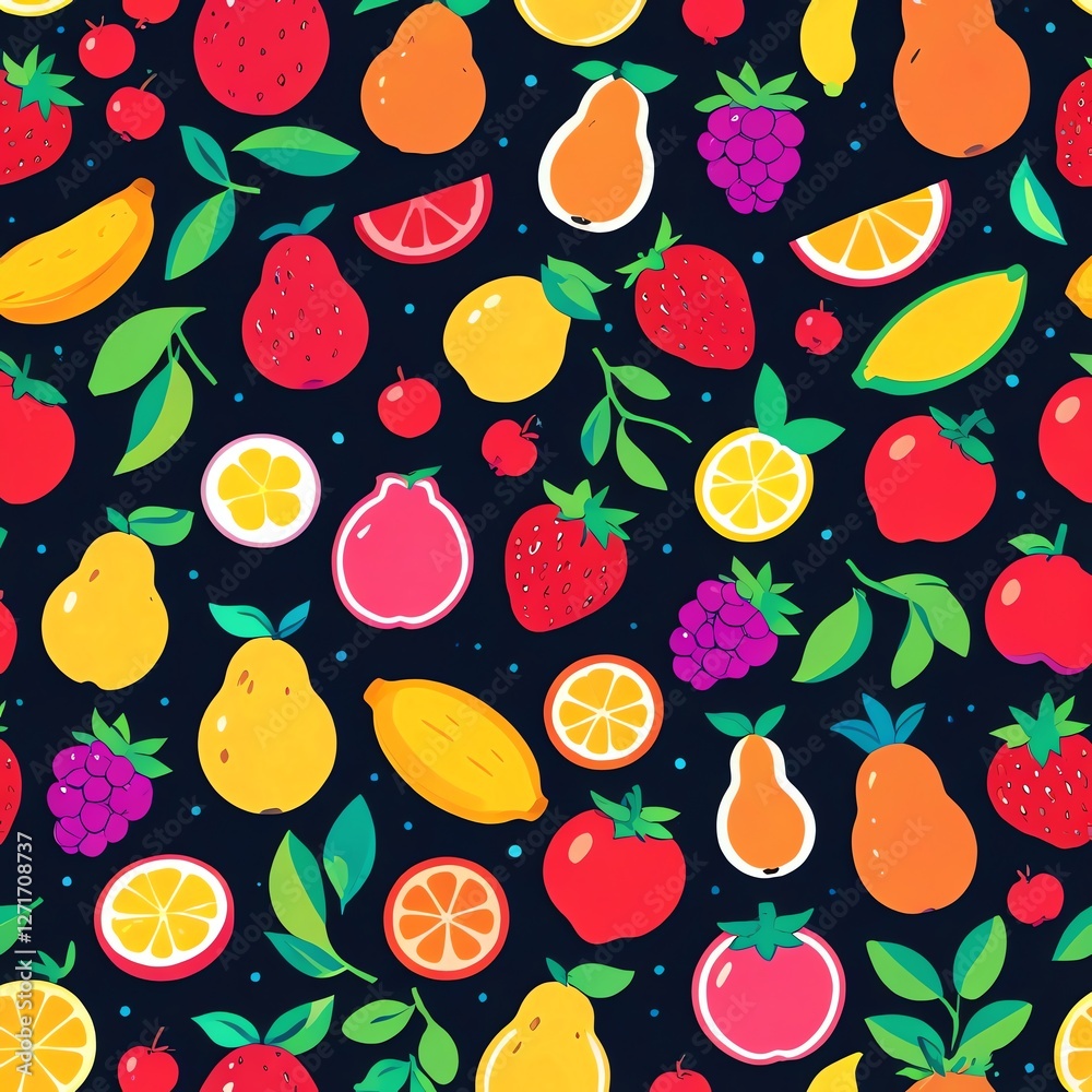 Vibrant Fruit Pattern: A Delightful Summertime Design