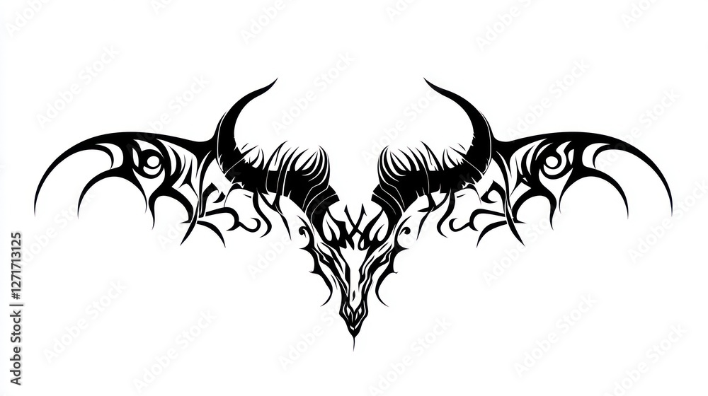 Naklejka premium Ornate dragon tattoo design, abstract art