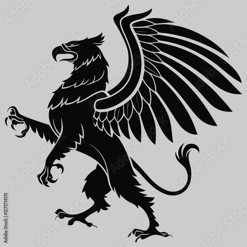 a griffin standing proudly silhouette vector design art and illustration