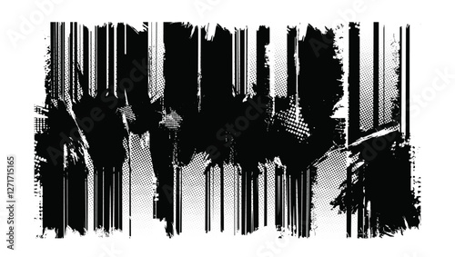 Black ink splashes and paint splatters in abstract grunge style